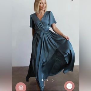 Sicily Satin Maxi Dress in blue from Baltic Born — brand new!